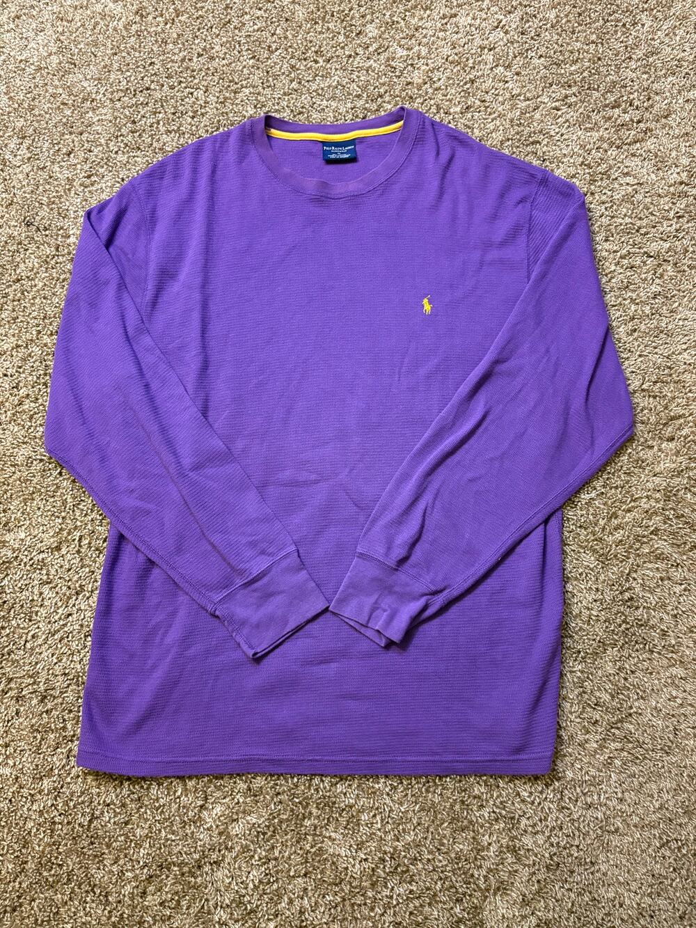 Polo Ralph Lauren Sleepwear Thermal Waffle Knit Shirt Mens Size XL Purple